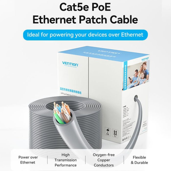 Vention Bobina de Cable de Red RJ45 UTP Cat 5e IJCH305 Gris 305m